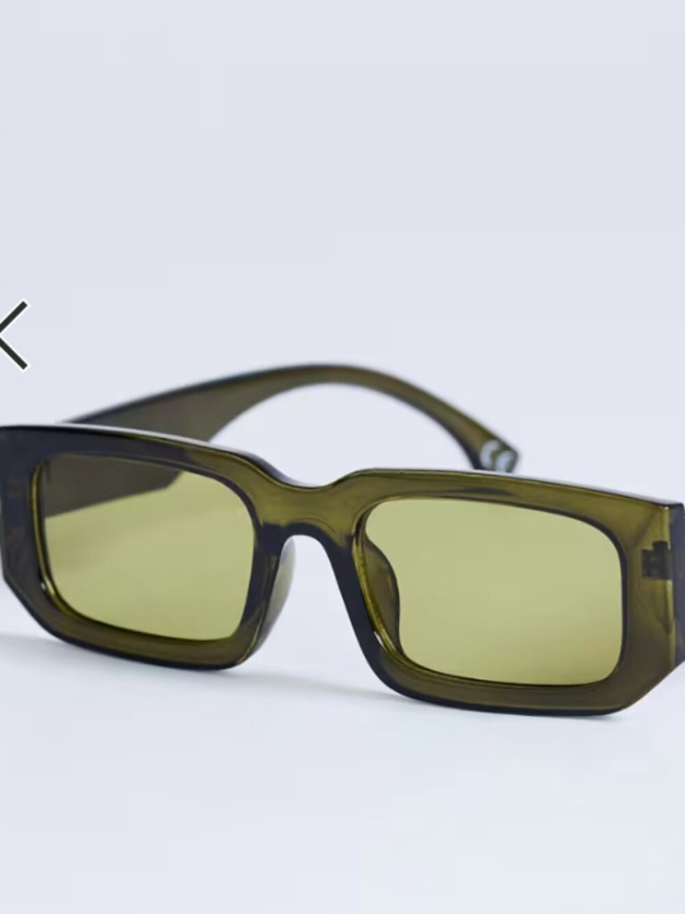 Topshop Milan rectangle sunglasses in olive green